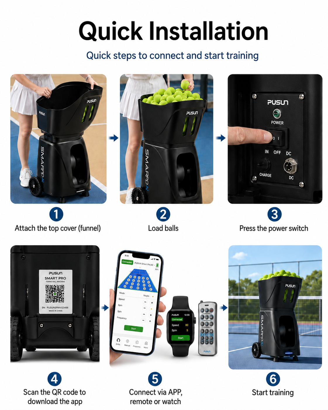 PUSUN Smart Pro AI Padel & Tennis Ball Machine - Image 5