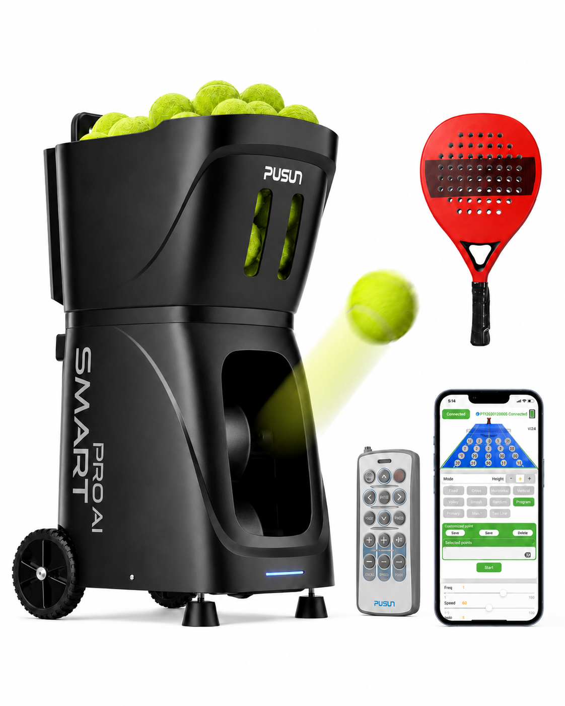 PUSUN Smart Pro AI Padel & Tennis Ball Machine