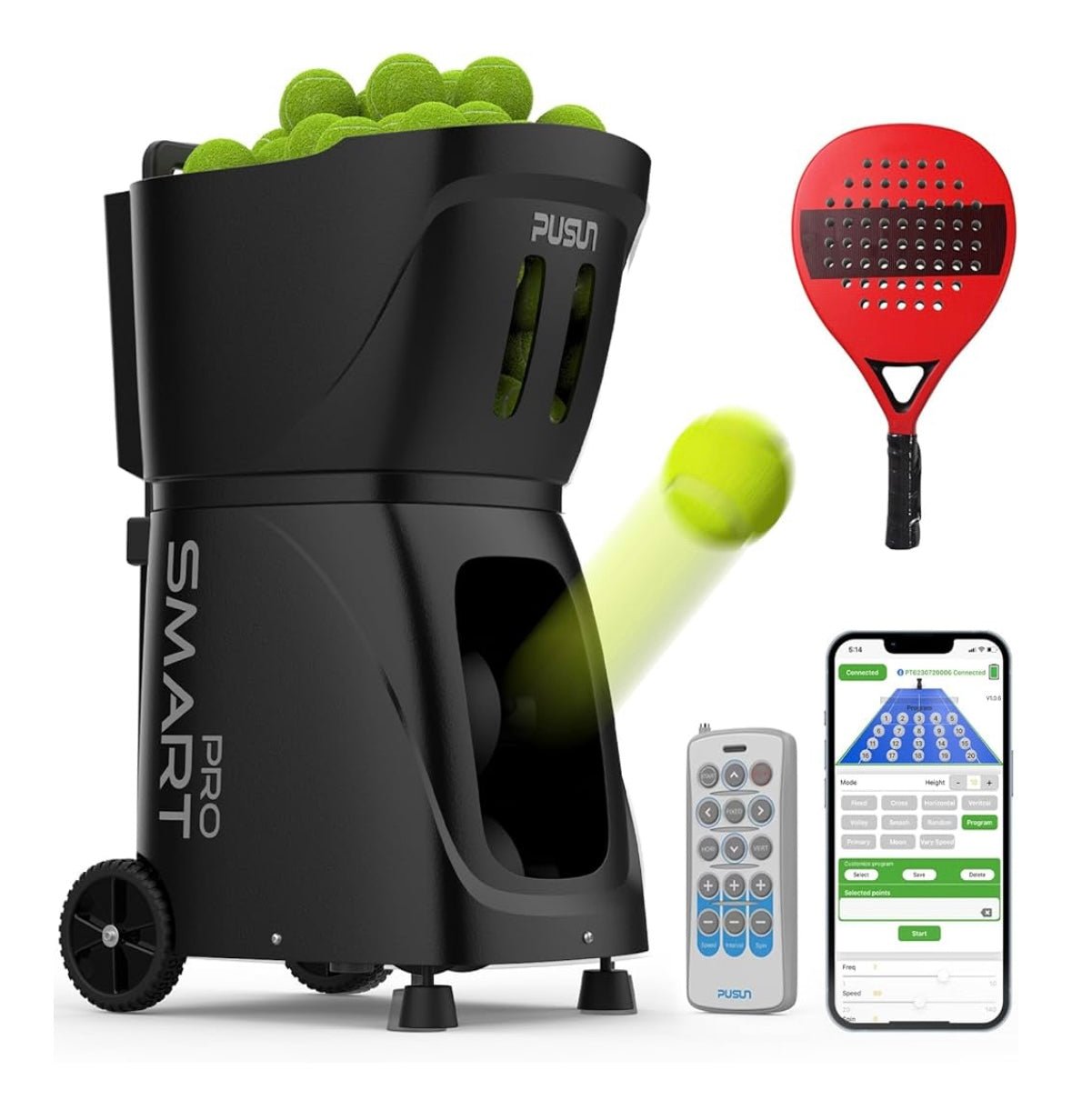 PUSUN Smart Pro Padel & Tennis Ball Machine