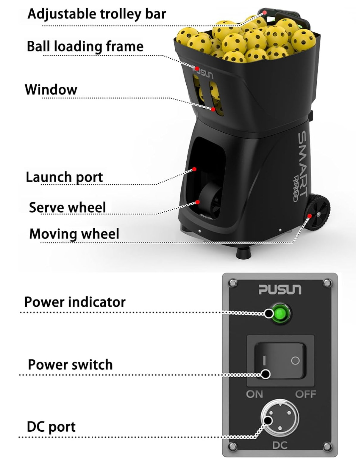 PUSUN PP Smart Pro Pickleball Machine - Image 2