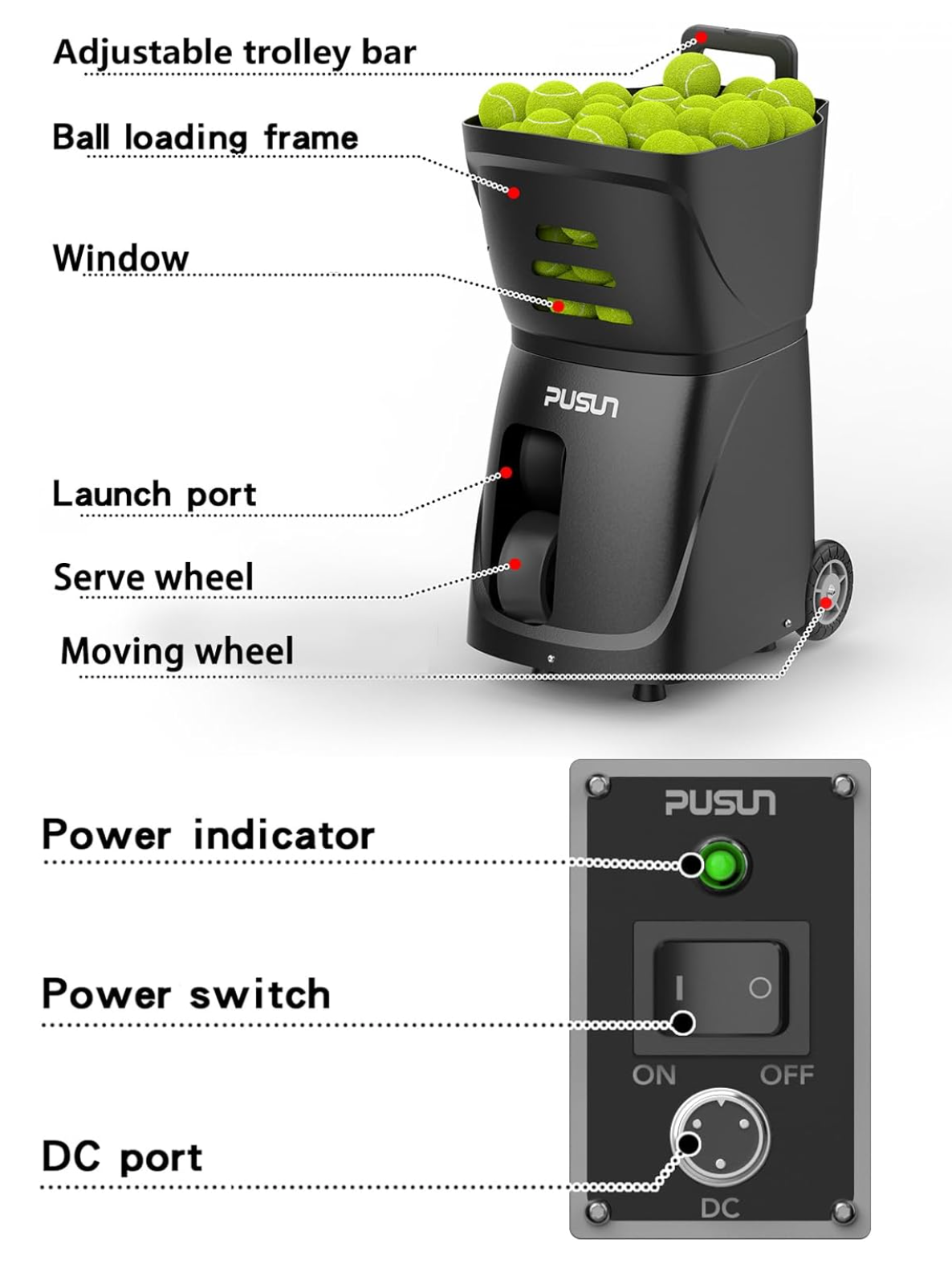 PUSUN Smart Padel & Tennis Ball Machine - Image 5